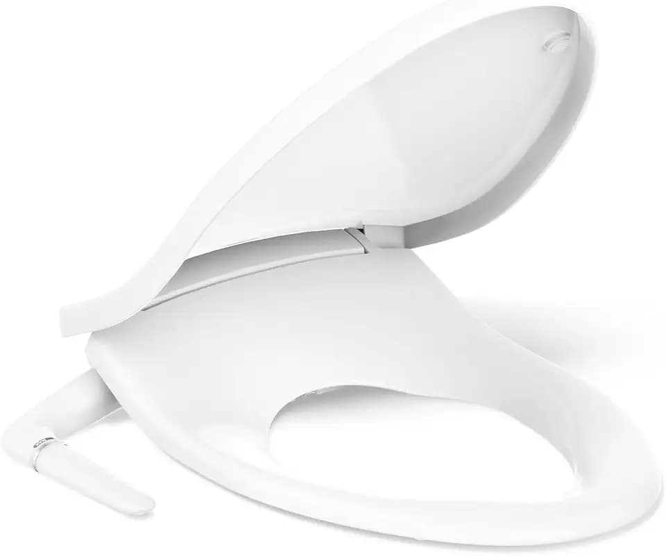 Kohler 5724-0 Puretide Toliet Sitz, verlängertes manuelles, nicht elektrisches Bidet mit einstellbarem Sprühdruck und Position, Deckel leise schließen, weiß