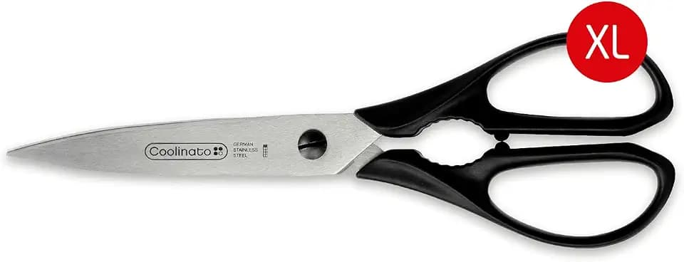 Coolinato XL Küchenschere 23cm, Schere aus rostfreiem Stahl, Haushaltsschere extra scharf, Universalschere für Papier Kunststoff Kräuter Nüsse