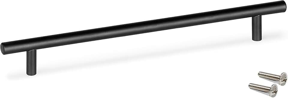 Emuca - Lot von 10 Möbelgriffe Orlando, L210mm, 160mm Achsenabstand, Stahl, Schwarz lackiert