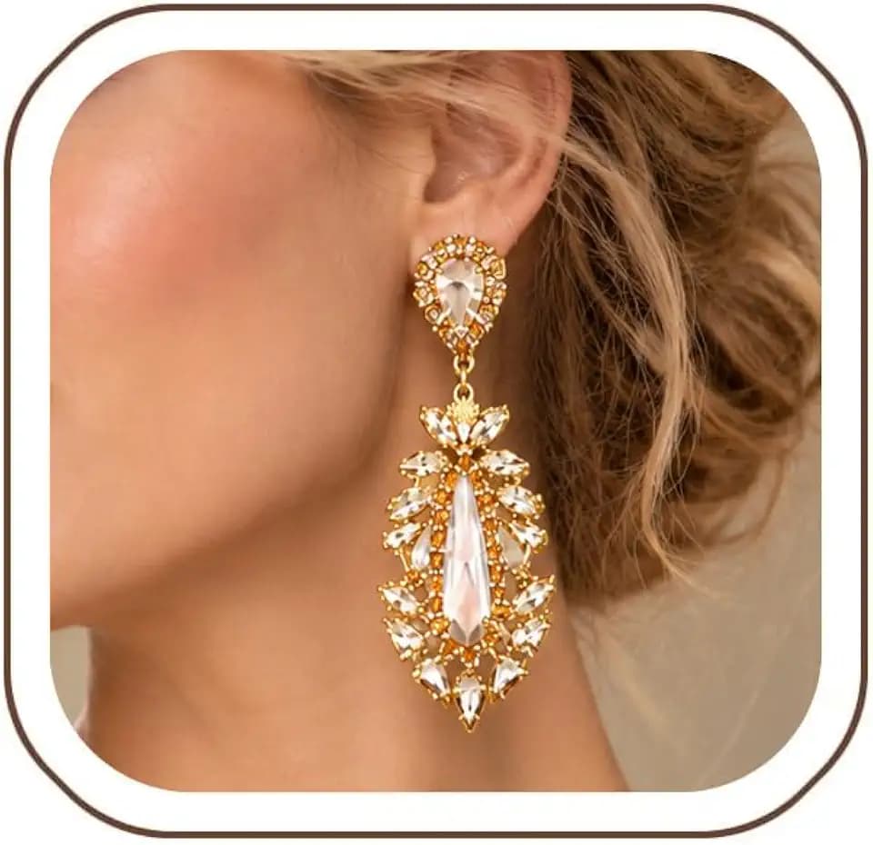 Prom Silver Chandelier Earrings for Women Dangling Hypoallergenic Large Rhinestone Drop Earrings Formal Wedding Jewelry