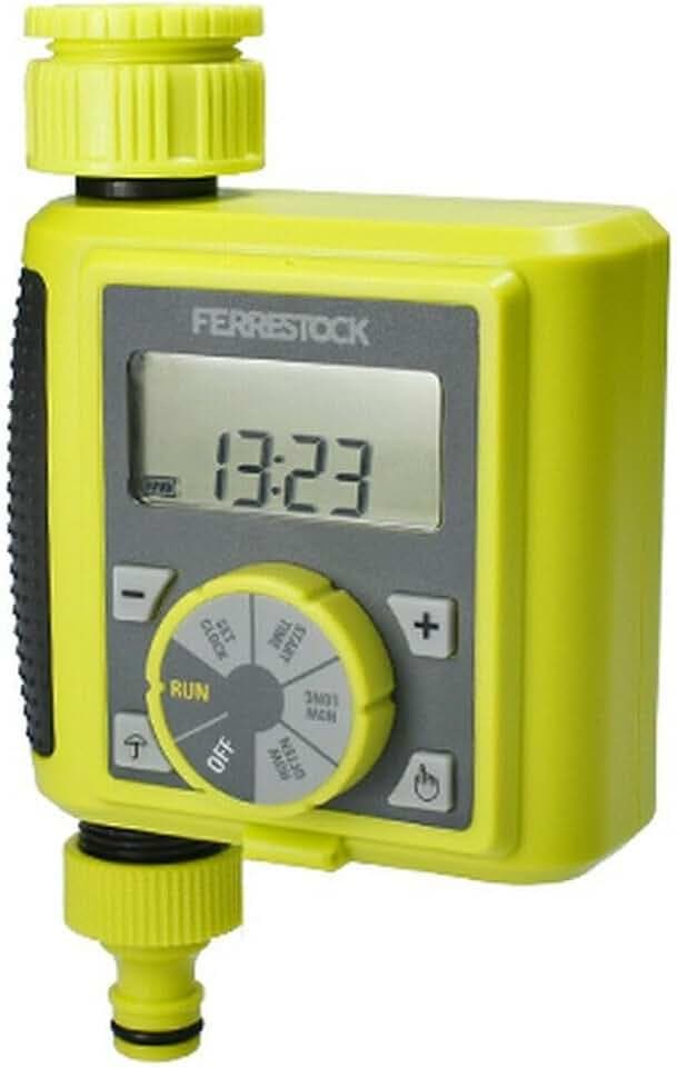 Ferrestock FSKPRO003 Digitaler Bewässerungsprogrammierer, Regelt Häufigkeit und Dauer der Bewässerung, manuelle Bewässerung, kurze Programme, DELAY-Taste, 3/4" Obergewinde und Ausgang mit