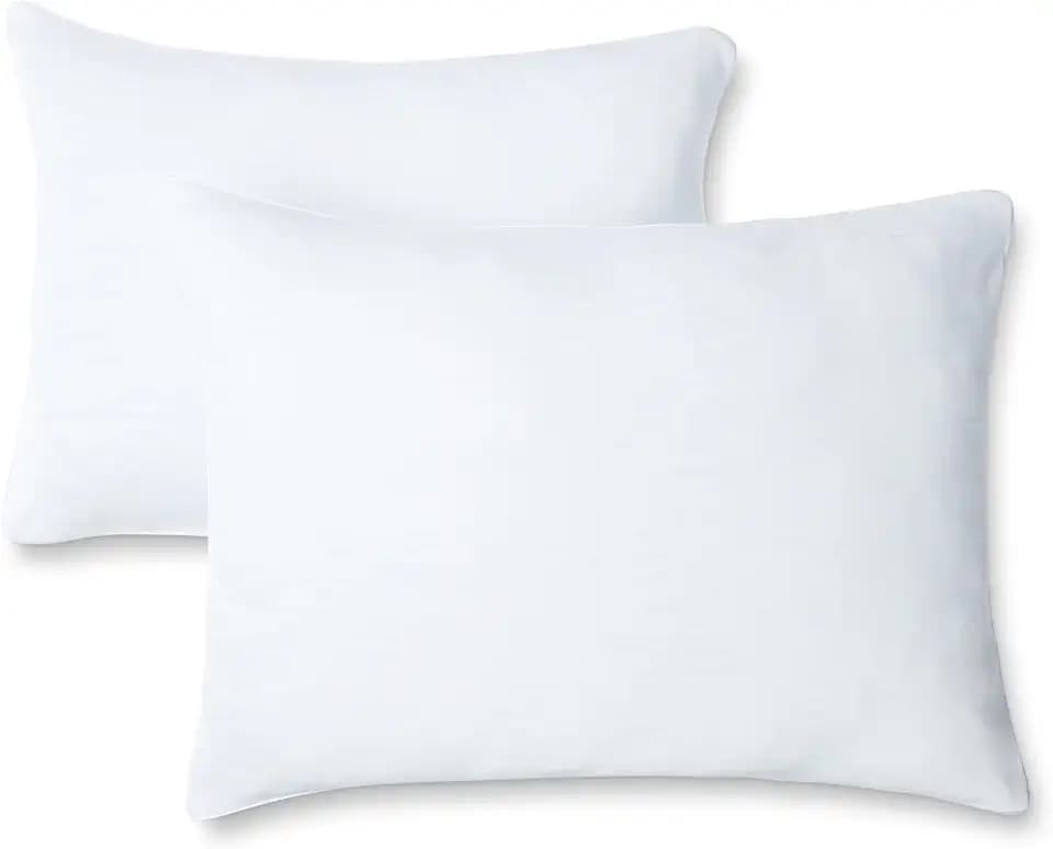 Amazon Basics Cool to Touch Bed Pillow with Hypoallergenic Down-Alternative Fill, Medium for Back Sleepers, Queen, 20" x 30", 2 Pack