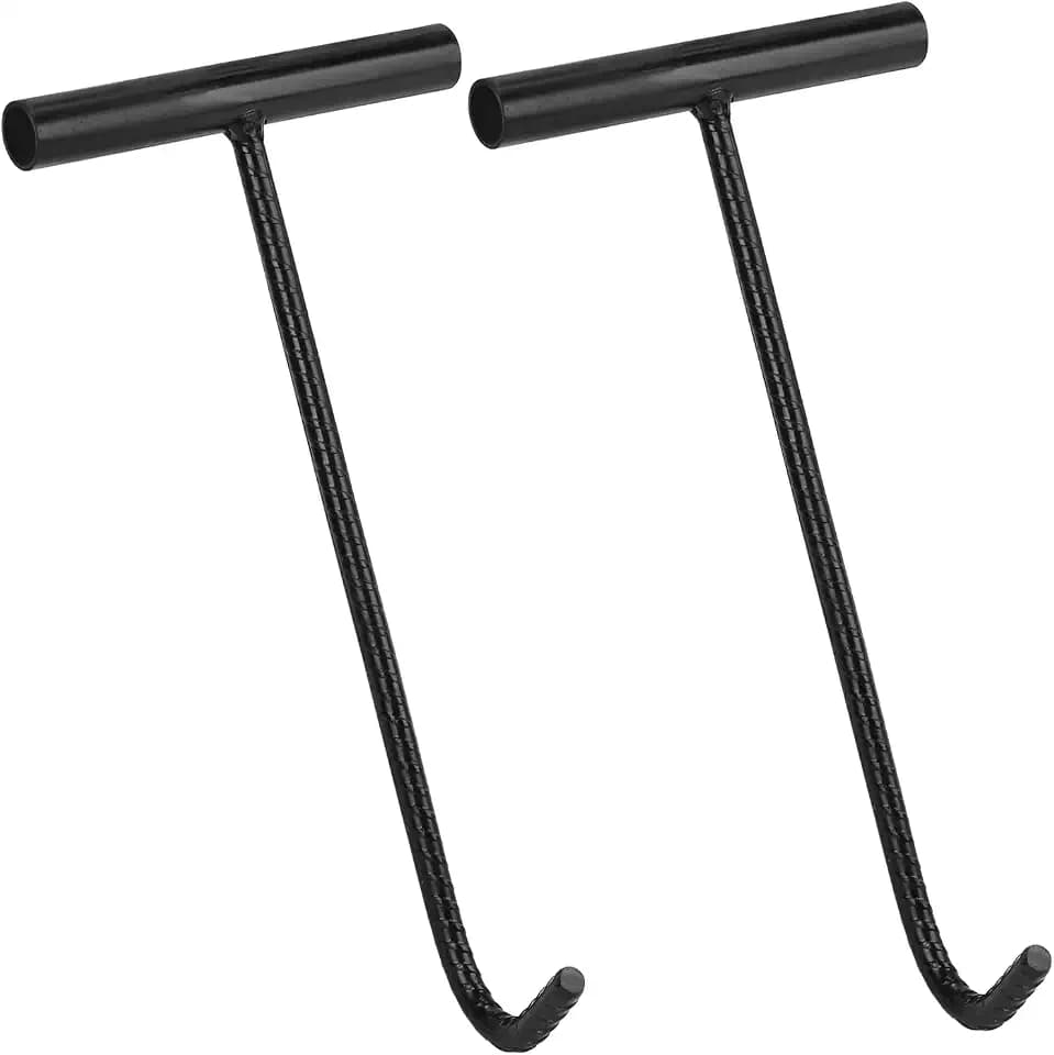 QWORK® 2er Set 30cm Kanaldeckelheber, Schachthaken für Kanaldeckel - Stabile T Griffe, Korrosionsschutz