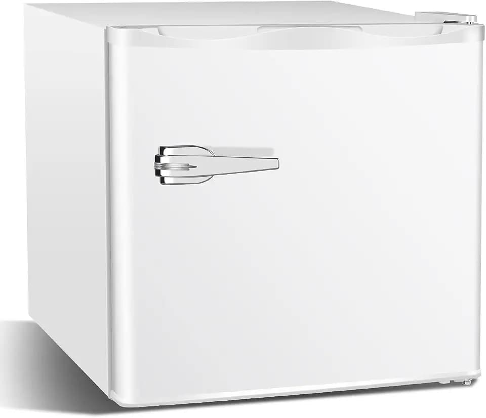 Antarctic Star 1.2 Cu.Ft Mini Upright Freezer, Compact Refrigerator with Adjustable Thermostat & Removable Shelves, Freestanding Small Freezer for Home Kitchen Office Garage, White
