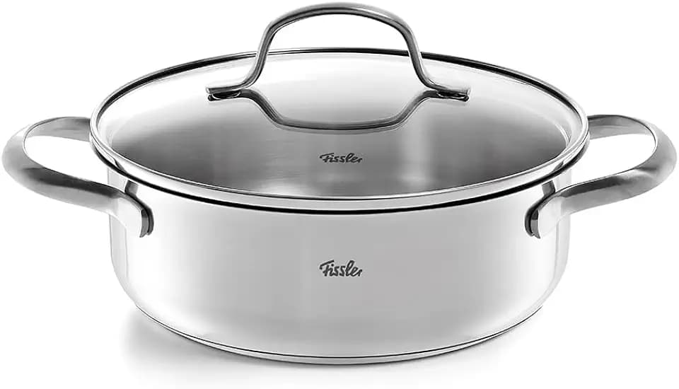 Fissler San Francisco Edelstahl-Bratentopf 16 cm (1,2 L) mit Glasdeckel – Edelstahl 18/10, Superthermic Boden, Messskala, Schüttrand, Induktion