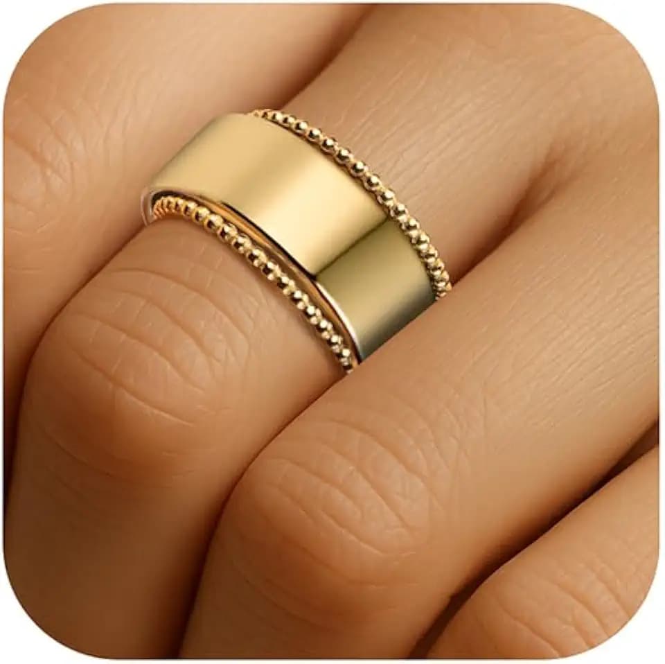 2 Pack Stacking Rings for Oura Ring Gen 4/Gen 3, 14k Gold/Silver Twist Rope Beaded Rings Non Tarnish, Oura Stacking Ring for Women Size 6-10, Smart Ring Accessories
