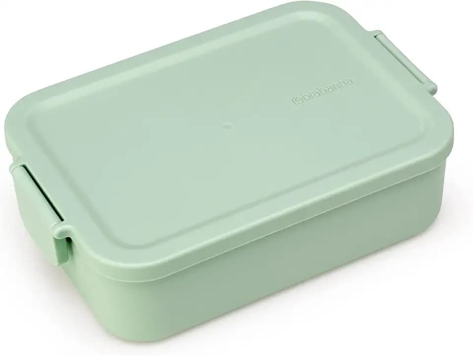 Brabantia Make & Take Medium Lunch Box (Jade Green) BPA-Free, Airtight Snap Locks, Microwave & Freezer Safe, Travel Meal Prep Container, 37oz