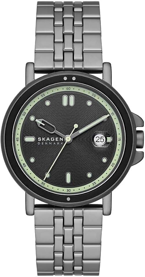 Skagen Signatur Sport Watch for Men, Quartz Three Hand Date Movement with Stainless Steel Strap