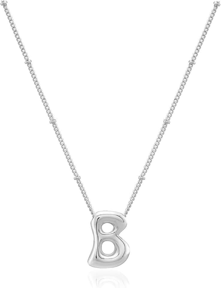 Bheop Initial Necklace for Women, Gold Silver A-Z Bubble Letter Necklace