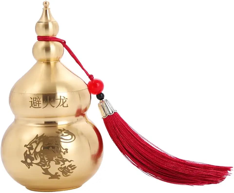 Feng Shui Chinese Brass Hu Lou Pumpkin Statue Brass Wu Lou Cucurbit Home Decoration Table Bookshelf Ornaments Lucky Protection Figure Happy Hu Lu Retro Wu Lou Lucky Amulet Lucky Charm