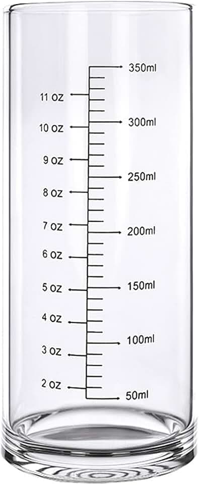 350 ml Glas-Messbecher mit doppelter Skala, kälte- und hitzebeständig, Borosilikatglas, klares Wasser-Trinkbecher, dicker Boden, Teetasse, Milchsaft, Kaffeebecher, Mikrowelle, Ofen, Gefrierschrank
