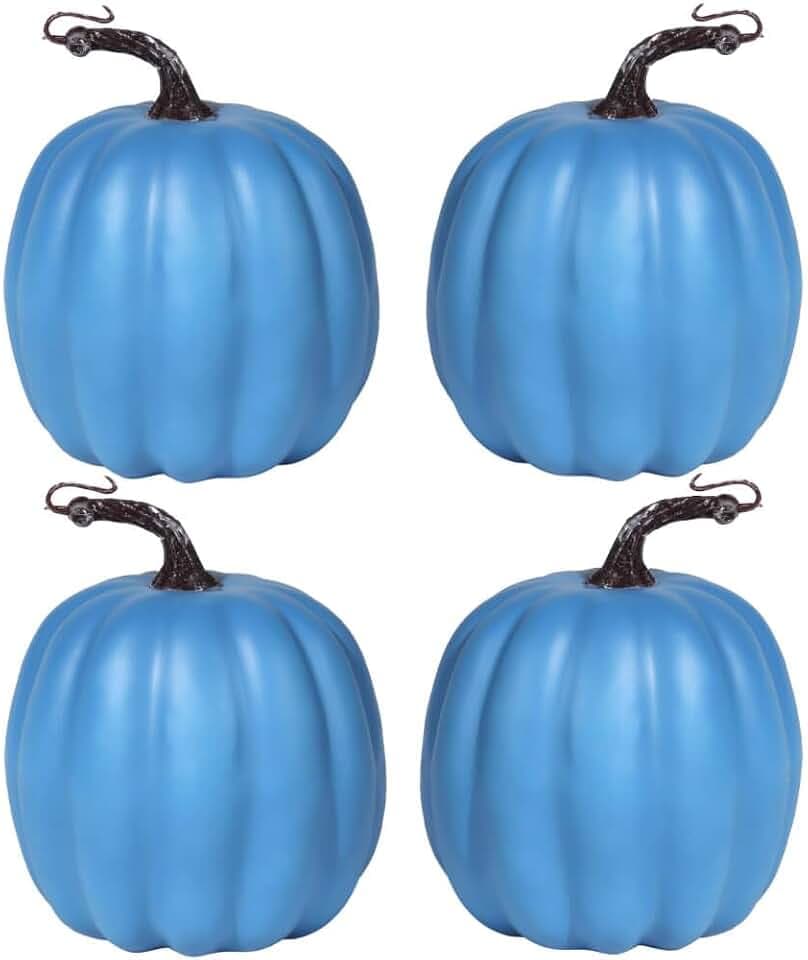 vensovo 6 Inch Blue Artificial Pumpkins, 4 Pack