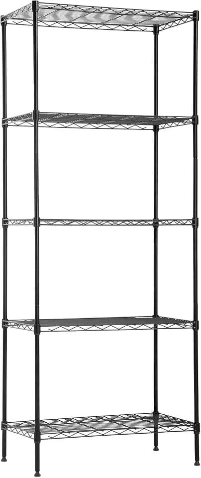 FDW | 5-Tier Wire Shelf | 24" x 14" x 60" | Black