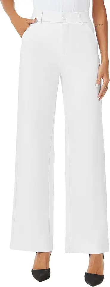 iChosy Womens High Waist Wide Straight Leg Trousers Casual Slacks Dress Pants with Pockets