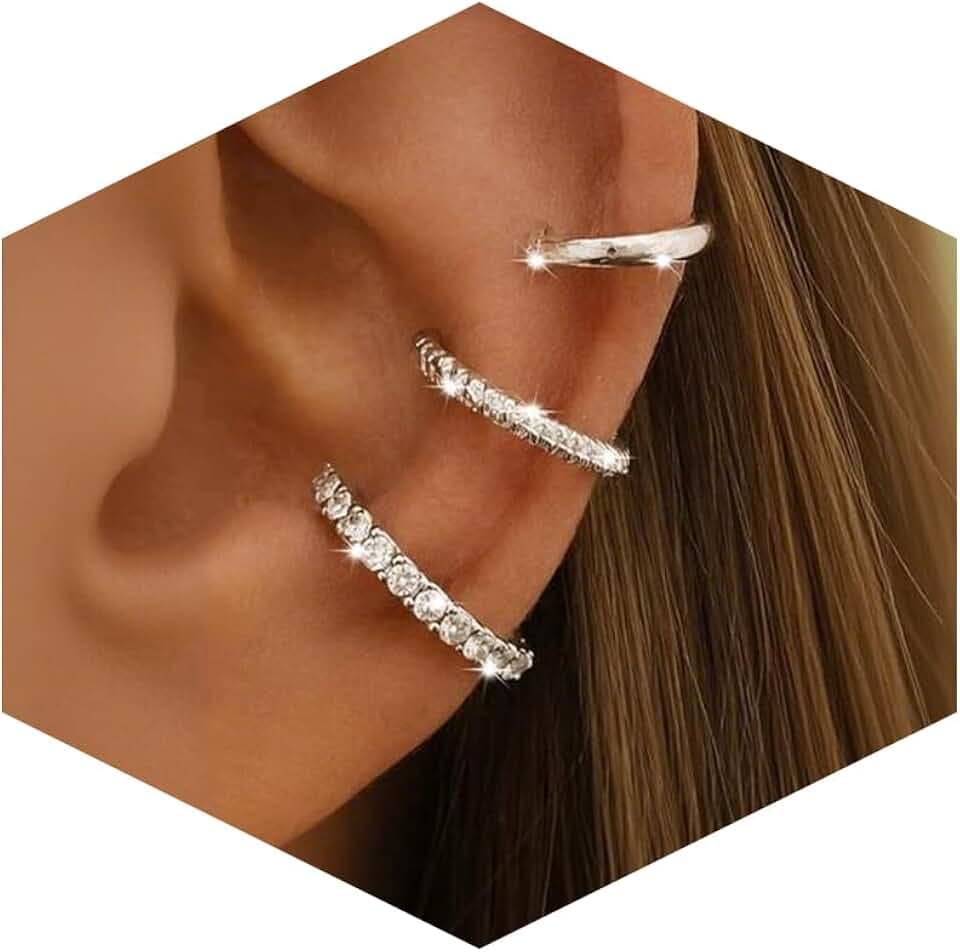 D.Bella Ear Cuff Earrings for Women 14K Gold Plated Dainty Non Pierced Clip On Earring for Cartilage Fake Ear Jewelry Lightweight