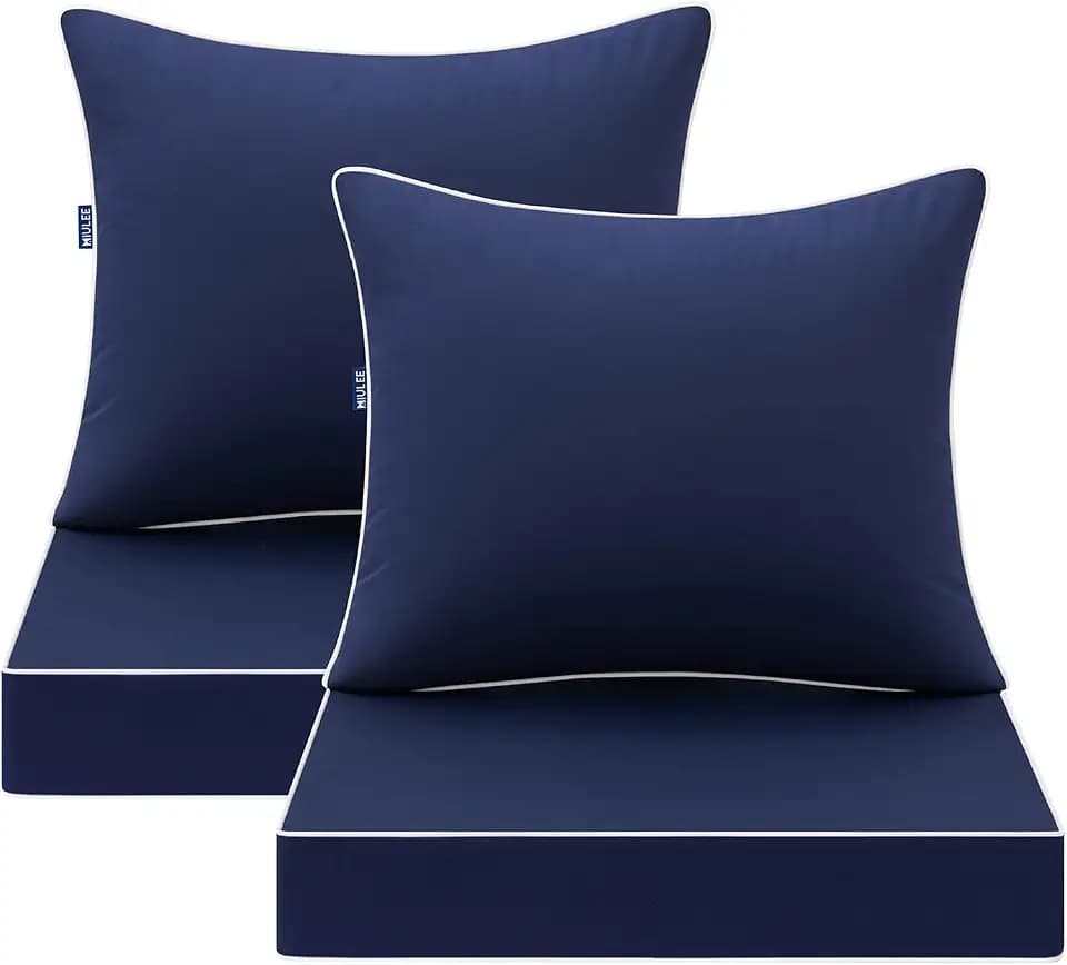 MIULEE Navy Outdoor Seat Cushion 22x22 Inch Set of 2 Waterproof Cushions
