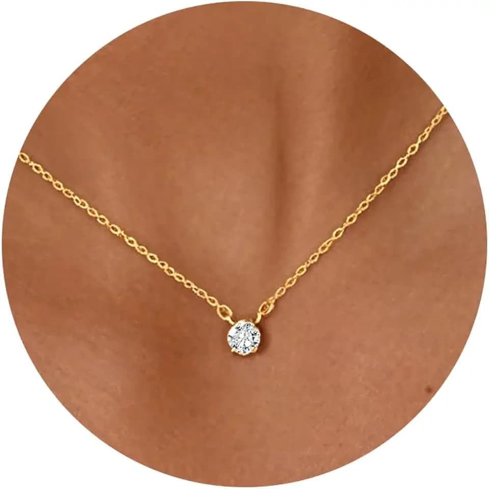NECOCY Layered Gold Necklaces for Women Dainty Chokers Necklace Silmple Stackable Cubic Zirconia Necklace Non Tarnish Vacation Jewelry Trendy Gifts for Women