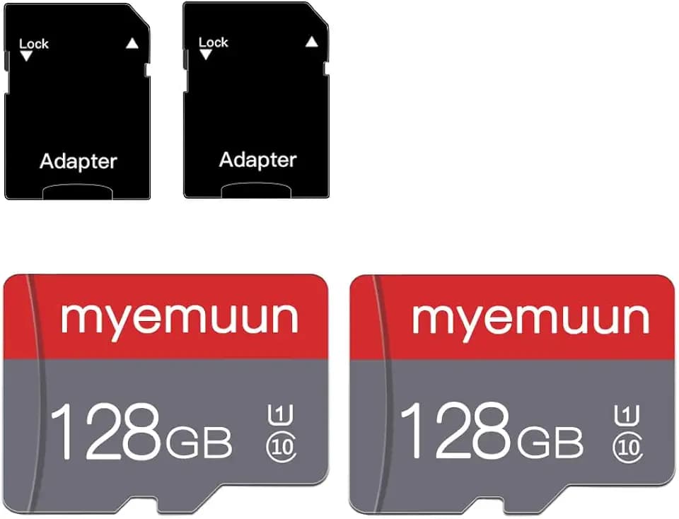 Zwei Speicherkarten TF Karte 128GB mit Adapter, C10 UHS-I A1 für Smartphone/Drucker/PC/Kamera/Tablet (2 x 128GB)