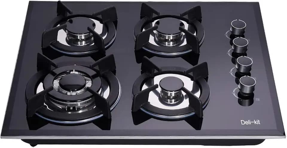 24 inch Gas Cooktop Dual Fuel Sealed 4 Burners Tempered Glass Gas Cooktop Drop-in Gas Hob DK145-A01S Gas Cooker