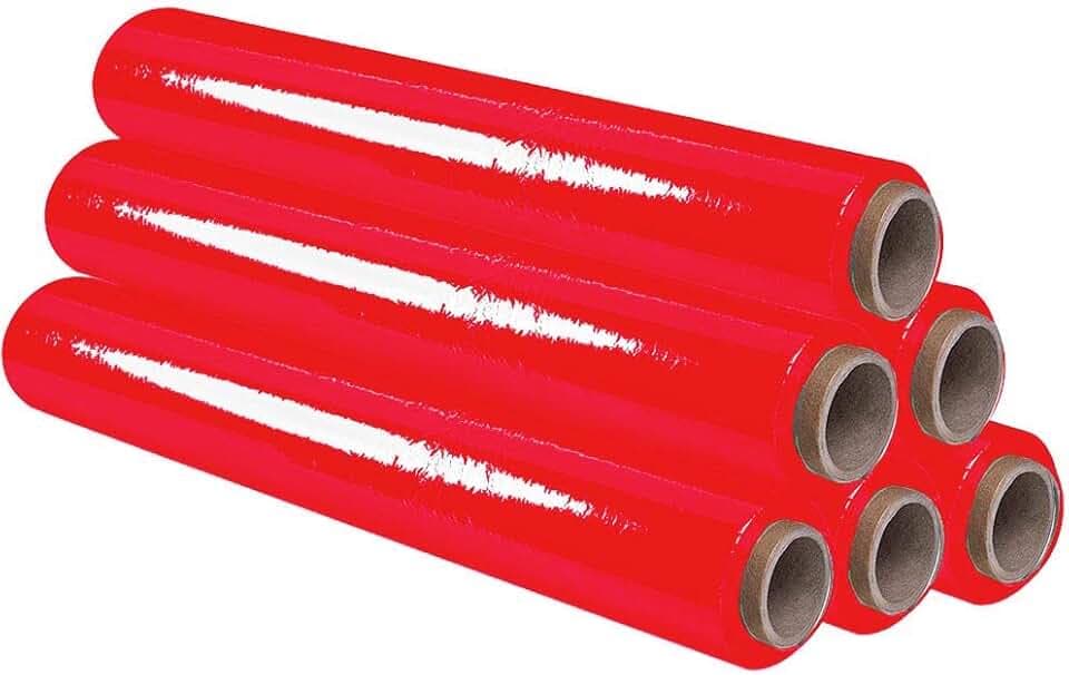 Film Rot zum Verpacken von 50 cm x 300 m Länge, elastische Folie, manuelle Verpackung (Rot, 6 Rollen)