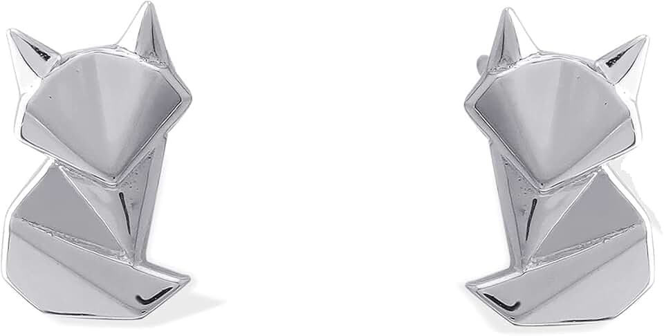 Boma Jewelry Sterling Silver Origami Fox Stud Earrings