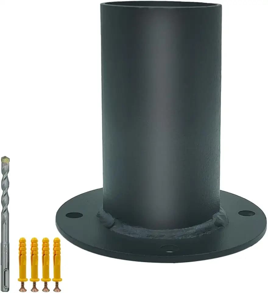 3-inch Pier Mount Round Base, Heavy Duty Post Lights Part 3" Pier Mount Adapter, Metal Black Outdoor Post Bracket for Post Light, Mailbox, Light Pole (3 inch pier round base)