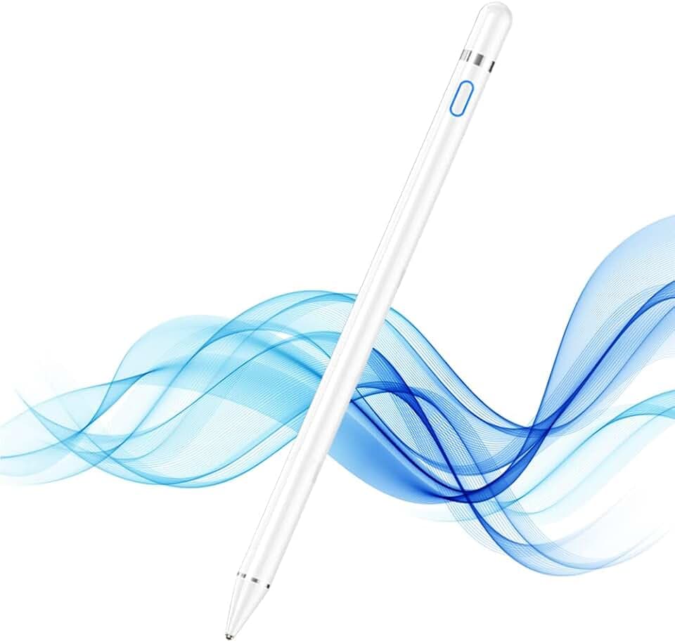 Active Stylus Pen für sämtliche Touchscreens, 1,5mm Feiner Spitze Tablet Stift, Eingabestift Smartphone Kompatibel mit Pad Pro/Air/Mini 2/3/4 und Allen Anderen Touchscreen-Geräten (Kein Palme Reject)