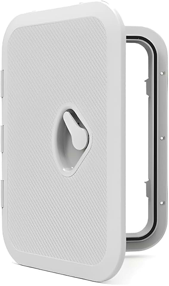 SEAFLO Marine Boat Deck Rectangular Access Hatch - White/Black, Lock and Key/Regular