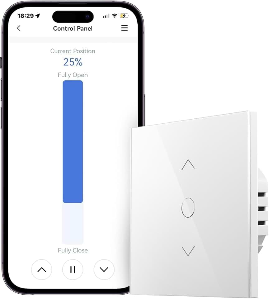 Meross WiFi Rollladenschalter (NEUTRALKABEL ERFORDERLICH), Fenstervorhang-Touchschalter kompatibel mit Alexa, Google Home und SmartThing [Energieklasse A+++]