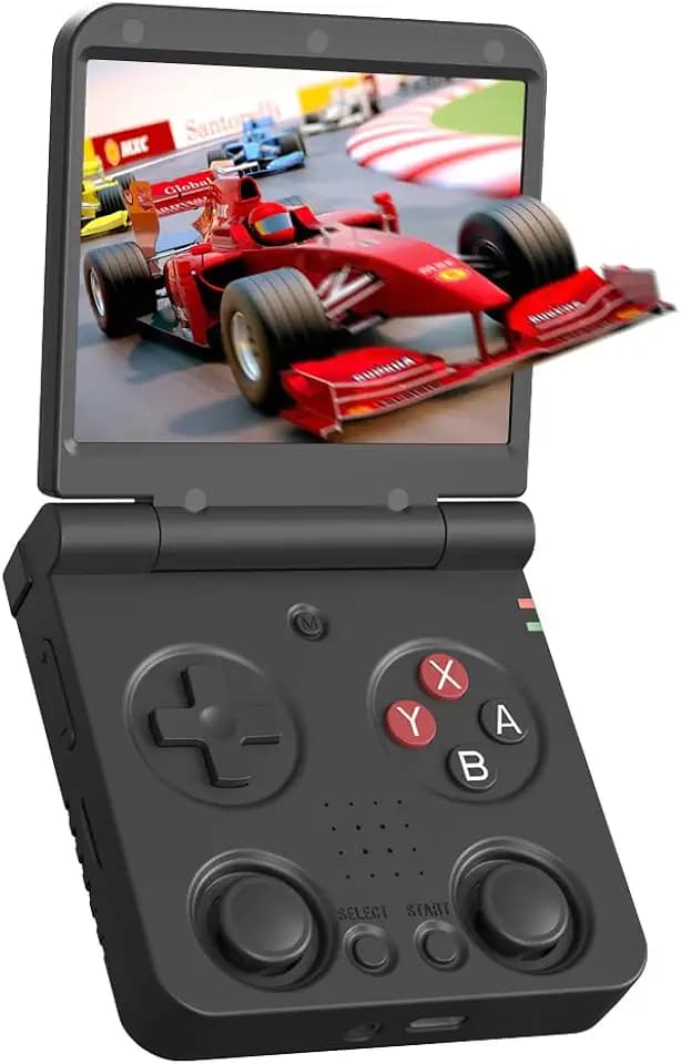 Miyoo Flip V2 Retro Handheld Gaming Console with Quiet Hinge, 3.5" 640*480 IPS Screen Dual System with 30+ Emulator Portable Video Game Hand Held Console with HDMI WiFi OTG Bluetooth, Black