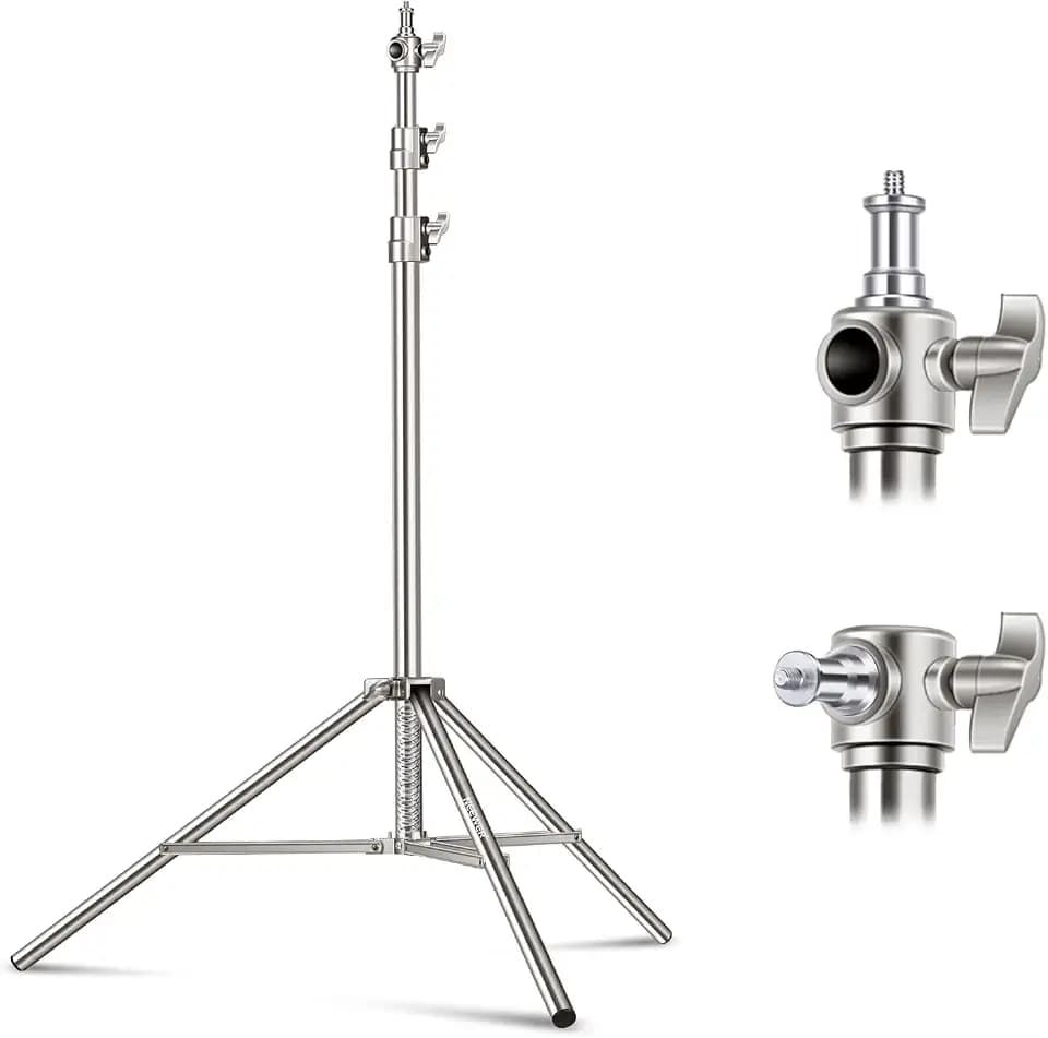 NEEWER 7.2ft/2.2m Stainless Steel Light Stand, Spring Cushioned Heavy Duty
