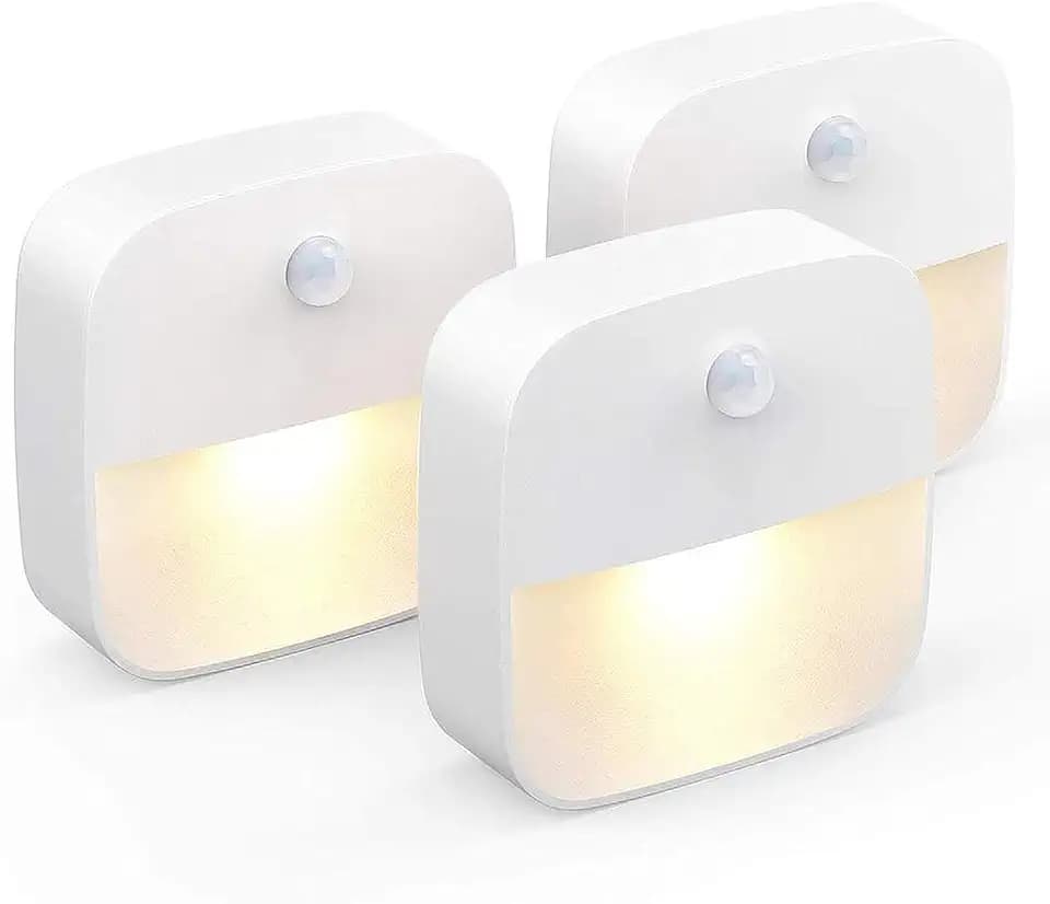 LED-Nachtlicht, Wandlampe mit Bewegungsmelder, selbstklebend, Nachtlicht für Badezimmer, Schlafzimmer, Flur, Warmweiß