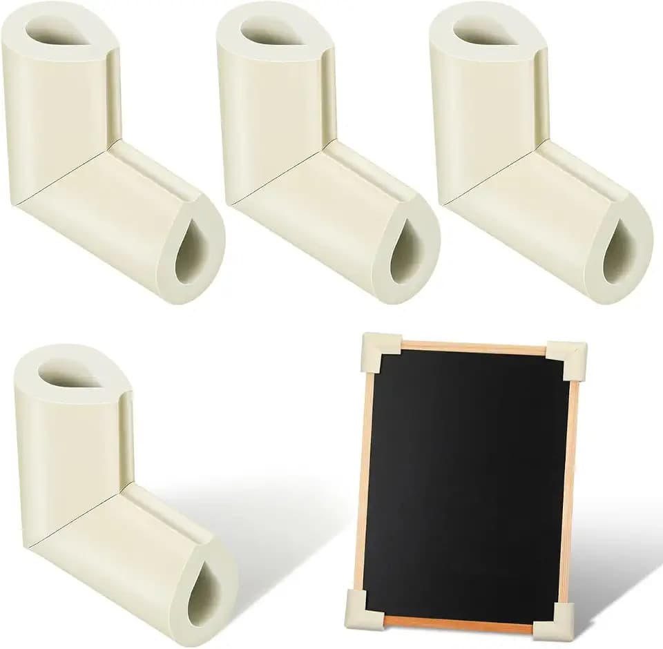 VILLCASE 12er Eckenschützer aus Schaumstoff 5,5x5,5x3,5 cm, stoßabsorbierende L-Form Kantenschutz für Möbel & Bilderrahmen, weißer Umzugsschutz für Babysicherheit