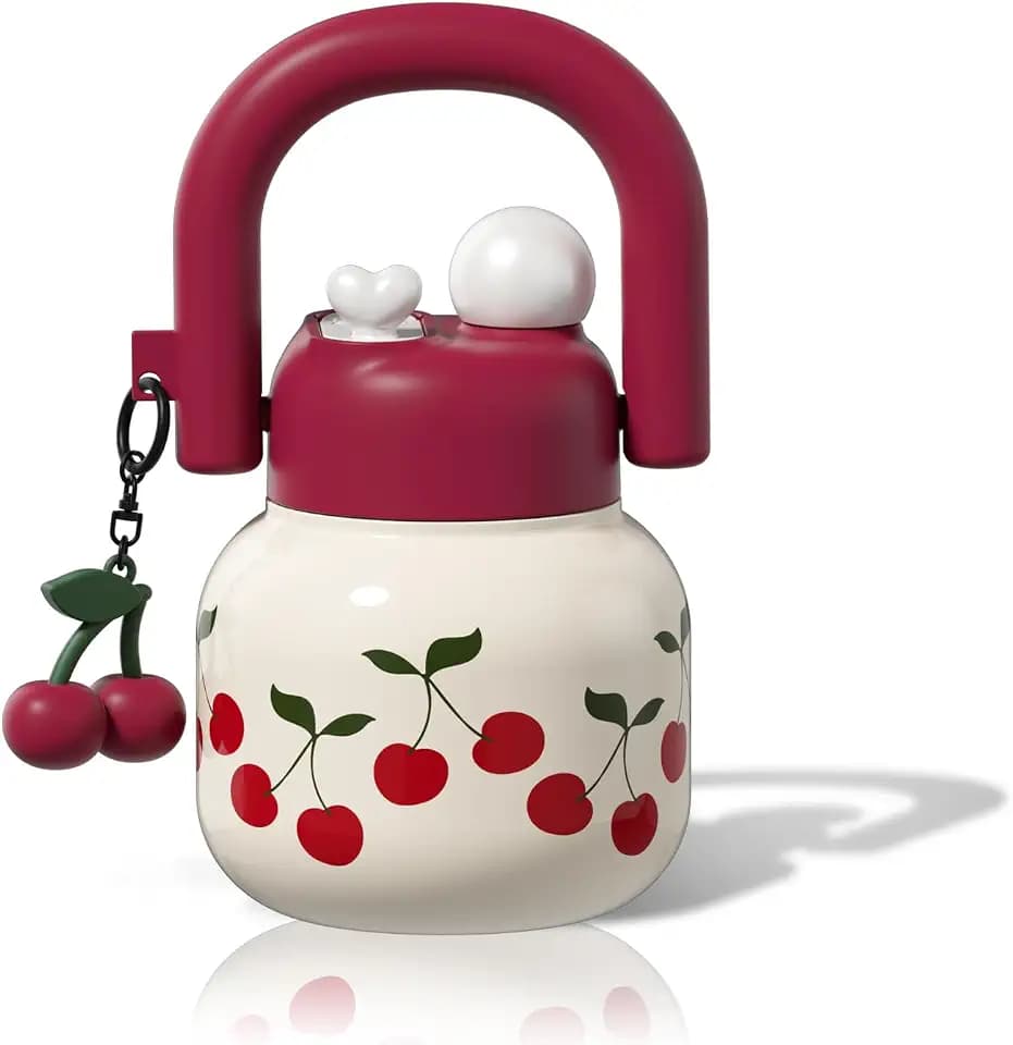 22 oz Insulated Stainless Steel Water Bottle with Handle, Cherry