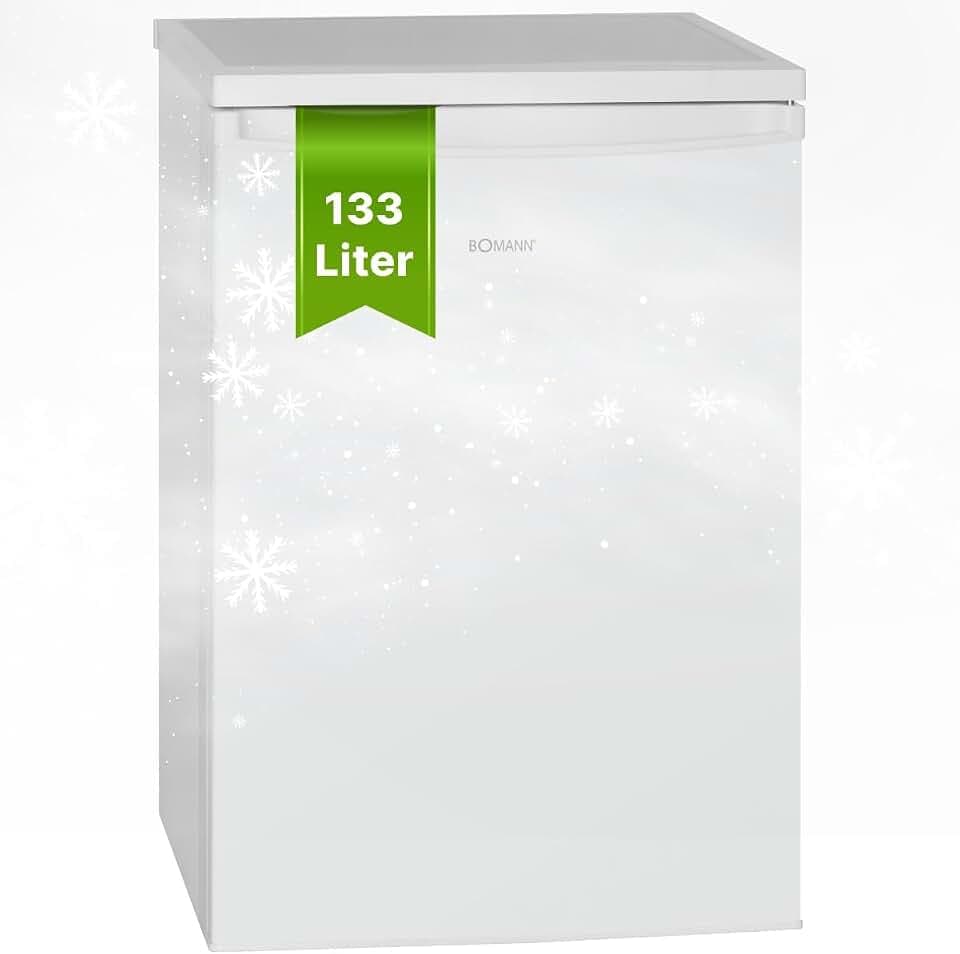 Bomann Kühlschrank ohne Gefrierfach, 133 Liter Nutzinhalt, 3 Ablagen, Kühlschrank klein mit Gemüsefach, wechselbarem Türanschlag, Tischkühlschrank leise, H:84.5 x B:56 x T:57.5cm - VS 2185.1 weiß