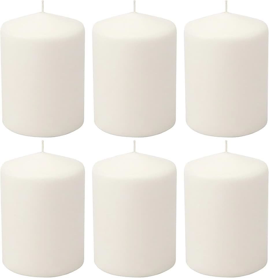 Stonebriar Unscented White Tall Pillar Candles, 35 Hour Burning Candle Pillars, Perfect for Decor, Weddings, Emergencies 3" X 4", 6 count