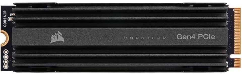 Corsair MP600 PRO 2TB M.2 NVMe PCIe x4 Gen4 SSD (Up to 7,000MB/sec Sequential Read & 6,550MB/sec Sequential Write Speeds, High-Speed Interface, 3D TLC NAND, Built-in Heatspreader) Black