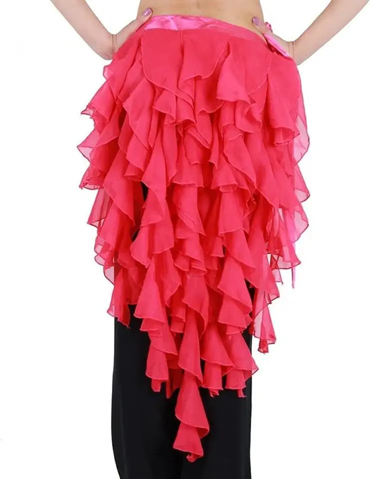 Wuchieal Women's Belly Dance Hip Scarf Belt Skirt Latin Dance Belt Performance Tassel Wave Skirt