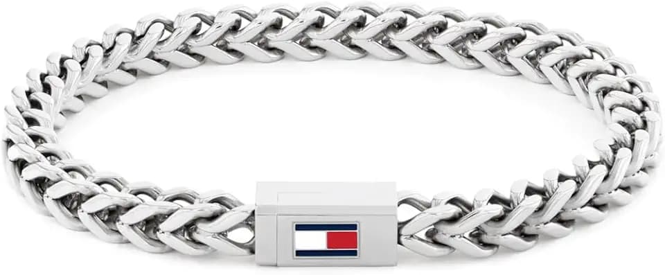 Tommy Hilfiger Men’s Stainless Steel Franco Chain Bracelet with Magnetic Clasp, Silver-Tone Fashion Jewelry Gift for Him