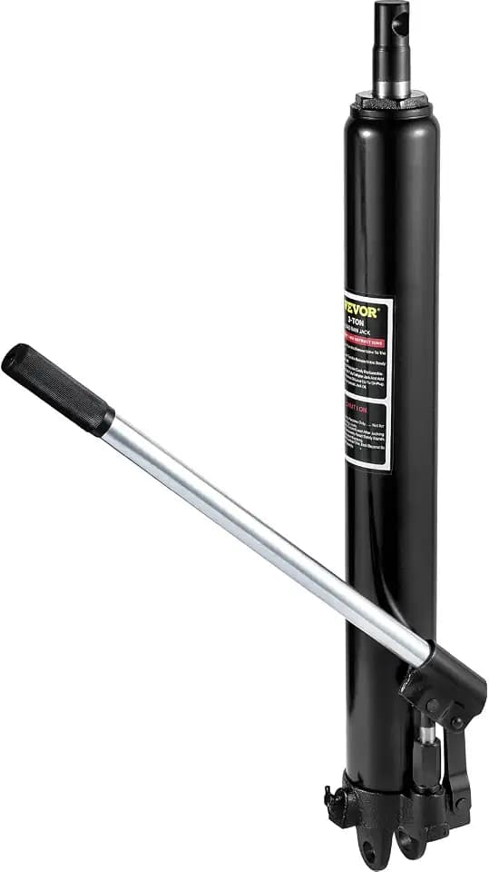 VEVOR Hydraulic Long Ram Jack, 3 Tons/6600 lbs Capacity, with Single Piston Pump and Clevis Base, Manual Cherry Picker w/Handle, for Garage/Shop Cranes, Engine Lift Hoist, Black