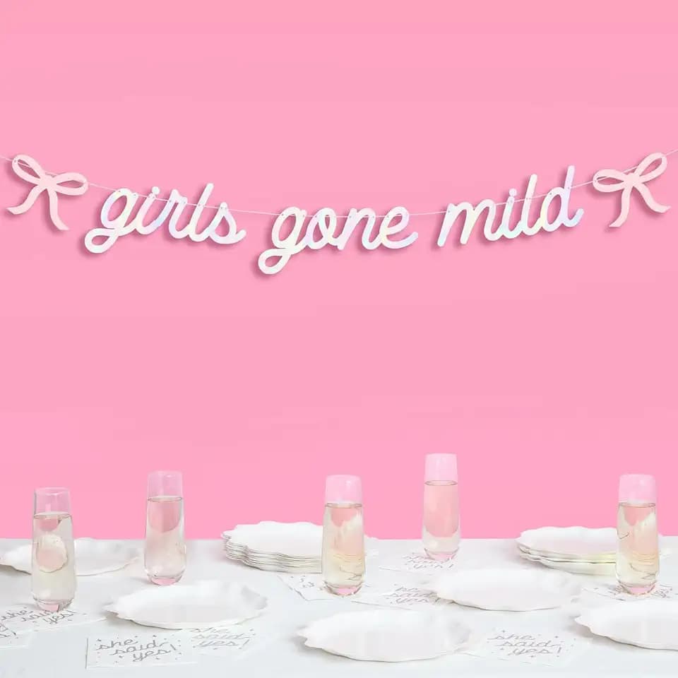 xo, Fetti Girls Gone Mild Banner Iridescent Foil 6ft | Bachelorette Decor