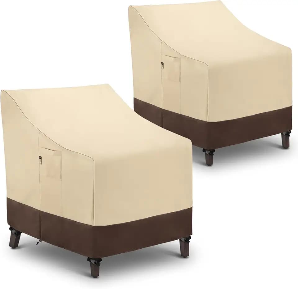 Arcedo Waterproof Patio Chair Covers, 34"W x 37"D x 36"H, Beige & Brown
