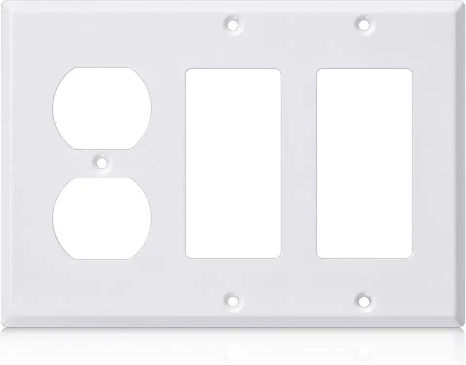 Kingdder 1 Pcs 3gang Wall Plate, 1-duplex/2-decorator, Stainless Steel