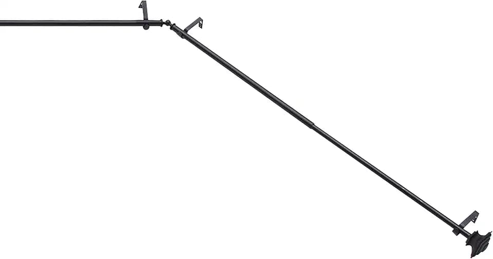 Kenney KN80709 Mission Step Square End Decorative Bay Window Curtain Rod, 78-144" Adjustable Length (22-37" Adjustable Sides, 28-72" Adjustable Middle) Black Finish, 3/4" Diameter Steel Tube