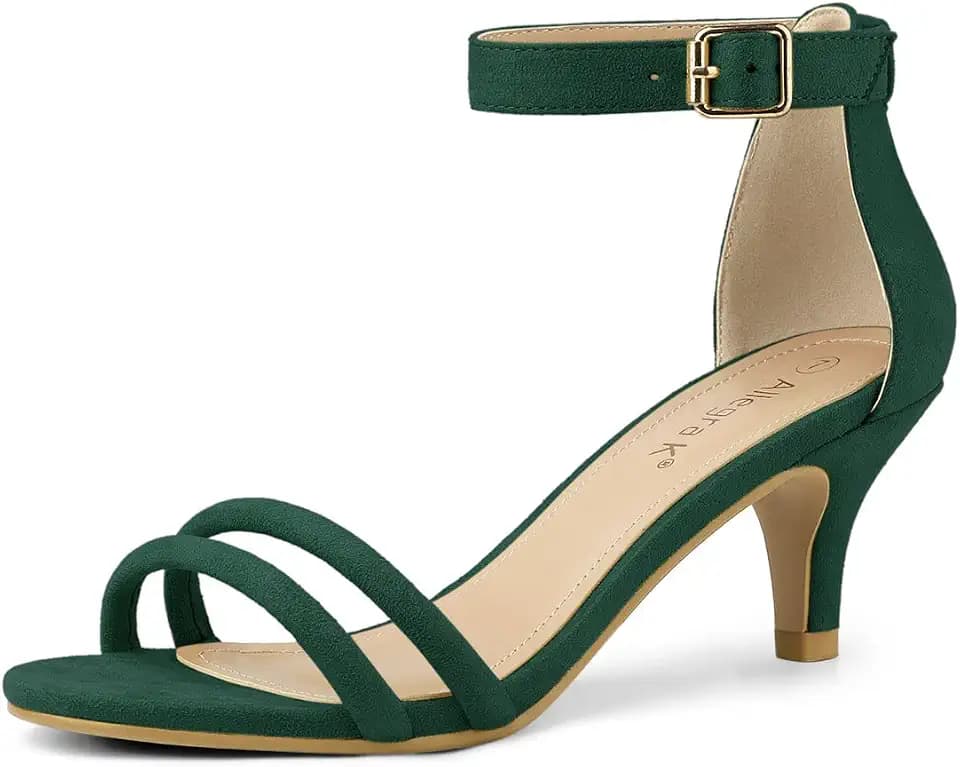 Allegra K Women Kitten Heel Ankle Strap Sandals