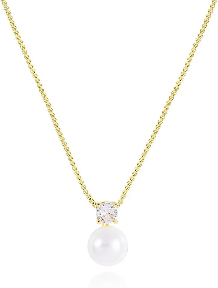Gold Pearl Necklaces for Women, 14K Natural Freshwater Dainty Pearl Choker Necklaces for Women, Elegant Jewelry for Mom, Wife - Valentine's Day, Anniversary, Wedding Gift