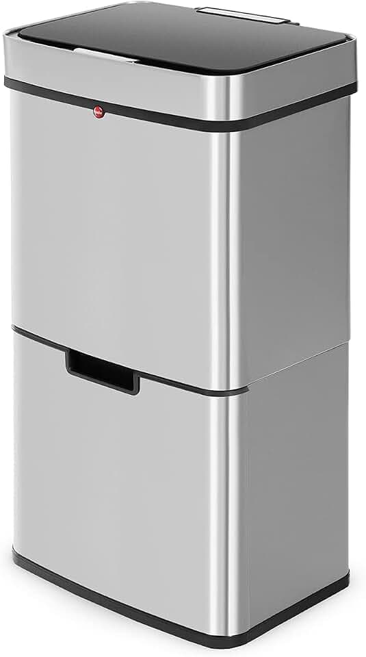 Hailo Öko Vario XL, Mülltrenner, Vollautomatische Deckelöffnung durch Sensortechnik, 50 Liter, 0656-001, Edelstahl, Kunststoff