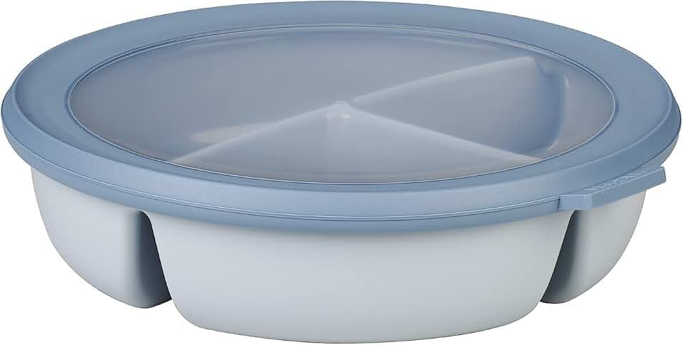 Mepal - Meal Prep Box Cirqula - Bento-Schüssel mit 3 Fächern - Frischhaltedose luftdicht - Mahlzeiten getrennt aufbewahren - Meal-Prep-Boxen & Vorratsdosen - 1000 ml - Nordic blue