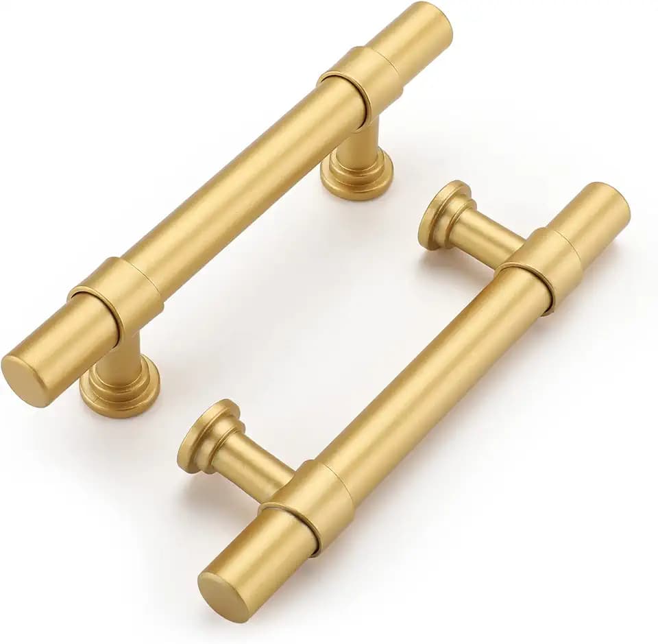 Haliwu 20 Pack 3in Gold Cabinet Handles Brushed Brass Drawer Pulls