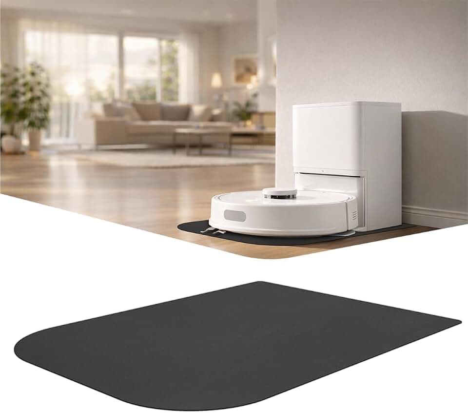 Silikon Unterlage für Staubsaugerroboter & Wischroboter – 52 × 43 cm – Ultra Dünn 1,3 mm – Schutzmatte für Ladestation & Roboter – Schützt Böden vor Nässe
